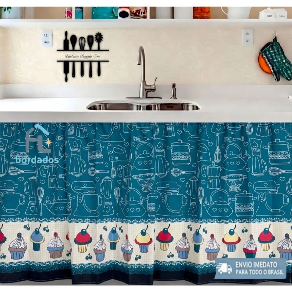 Cortina para Pia Estampado 140x80 CM - Cozinha