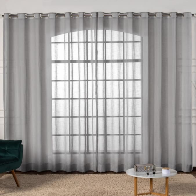 Cortina Voil Flame Gaze de Linho 6,00x2,60 Luxo Sofisticada Premium Alto Padrão
