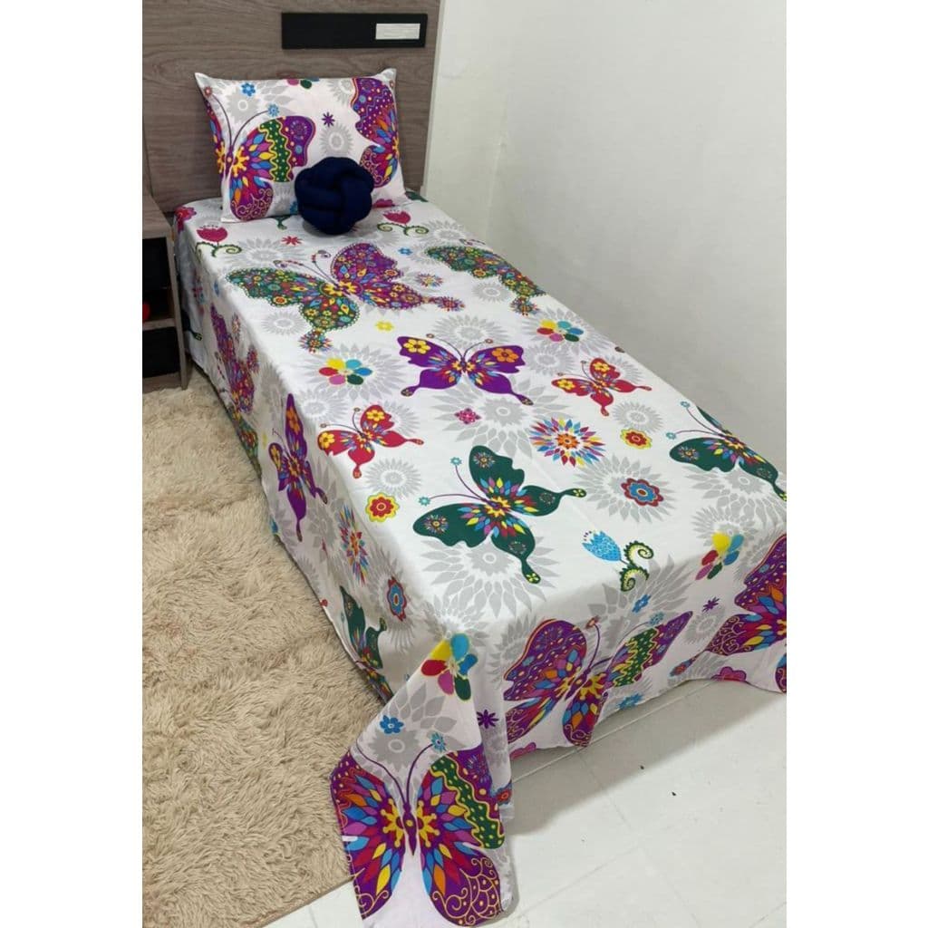 Lençol Toque de Algodão Estampas de Personagens Infantil 2 Peças