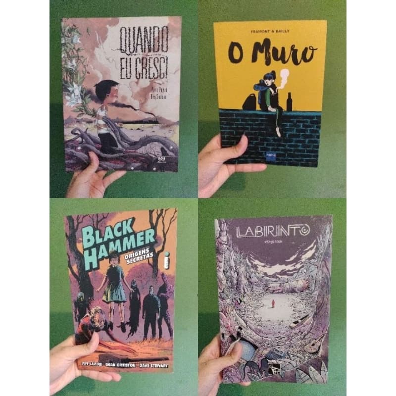 Lote 4 Graphic Novels: Black Hammer + Labirinto + O Muro + Quando Eu Cresci