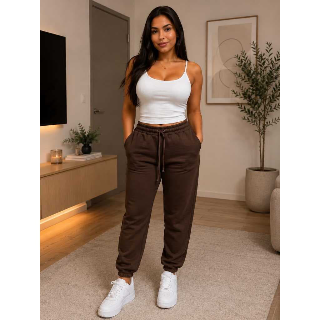 Calça Jogger Feminina de Moletom Flanelada Grossa Inverno