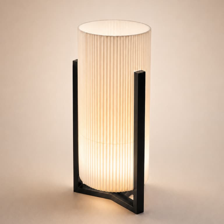 Luminária Mesa LED Abajur Canelado Base Preta Quarto Sala Cabeceira USB Decoração Moderna Presente