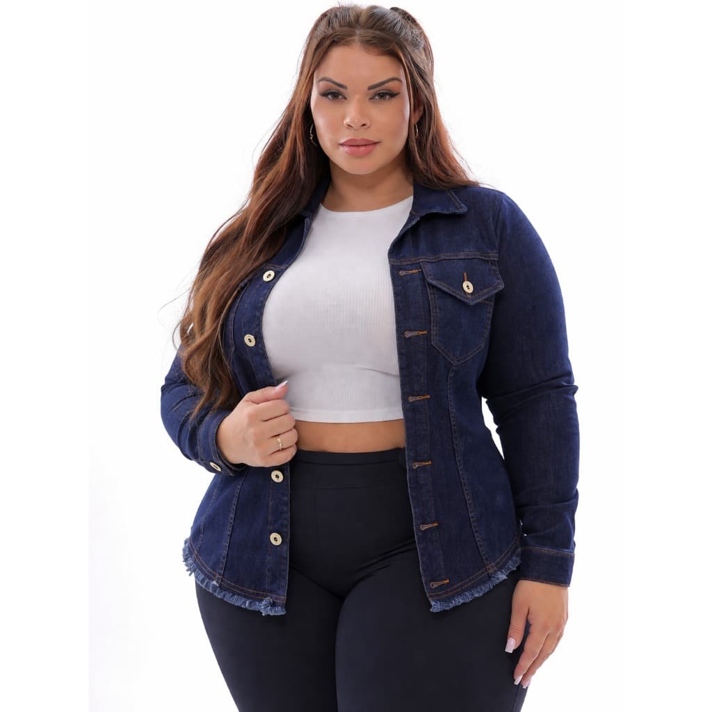 Jaqueta Jeans Plus Size Com Lycra