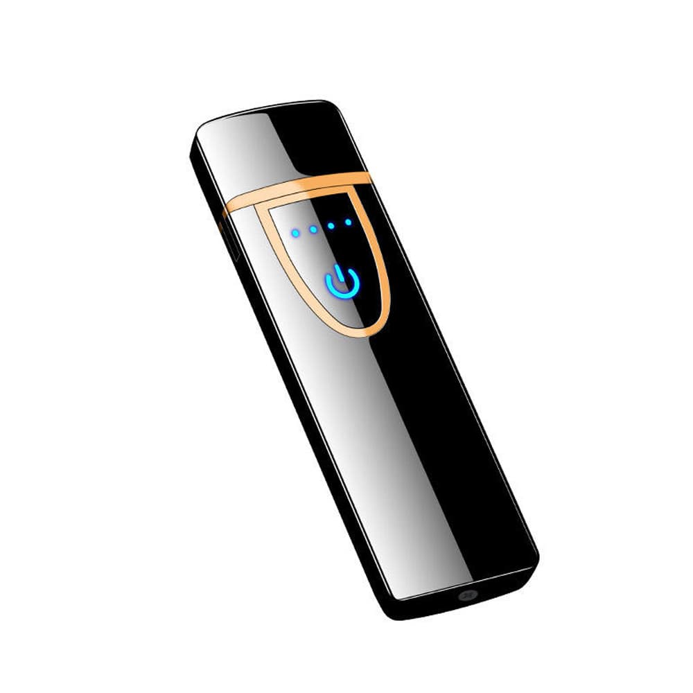 Isqueiro Elétrico Recarregável USB Touch Sem Chama à Prova de Vento - Preto