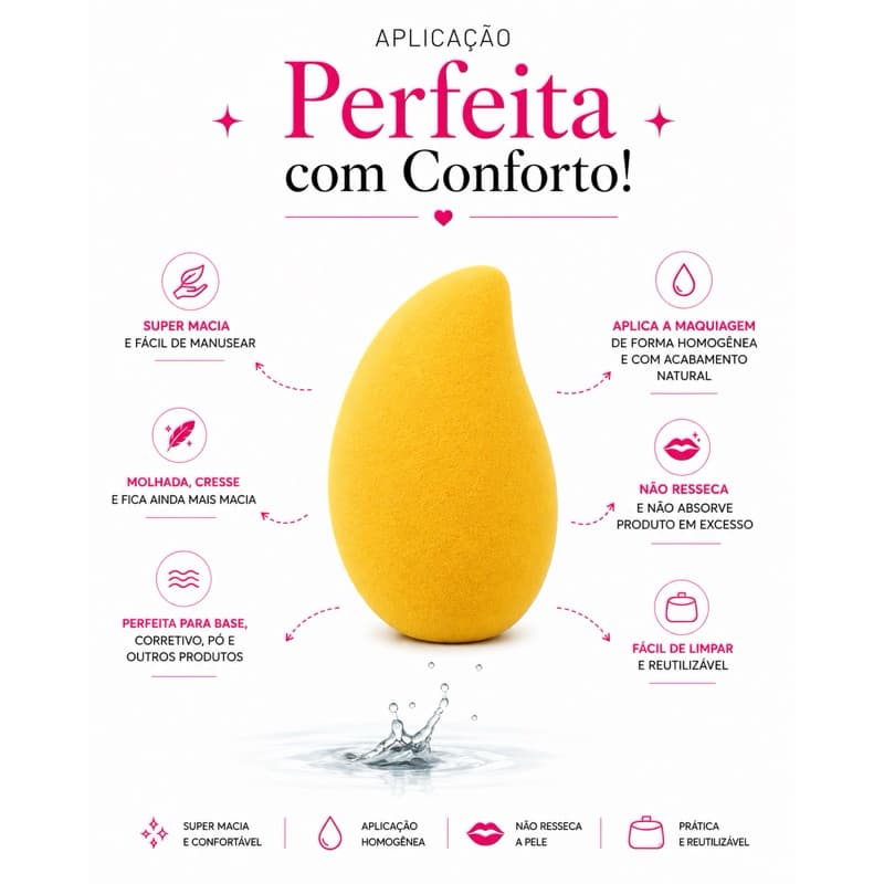 Esponja de Maquiagem Manga Fruta Super Macia - Design Anatômico e cresce quando umedecida