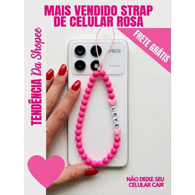 Strap de Celular Anti Queda Universal iPhone Android | Alça Ajustável Estilosa Feminina Viral