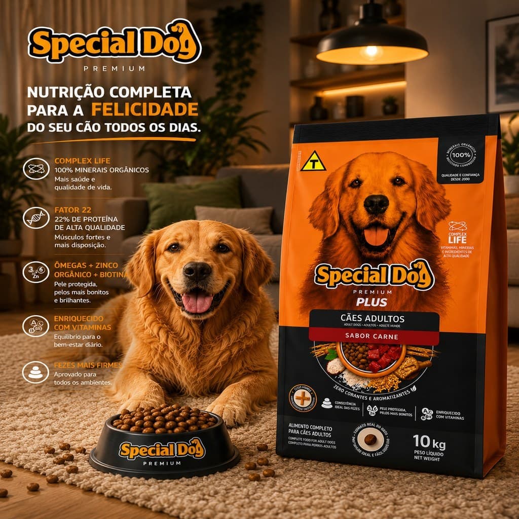 Ração Para Cachorro 10kg Special Dog Adulto Carne 22% Proteína