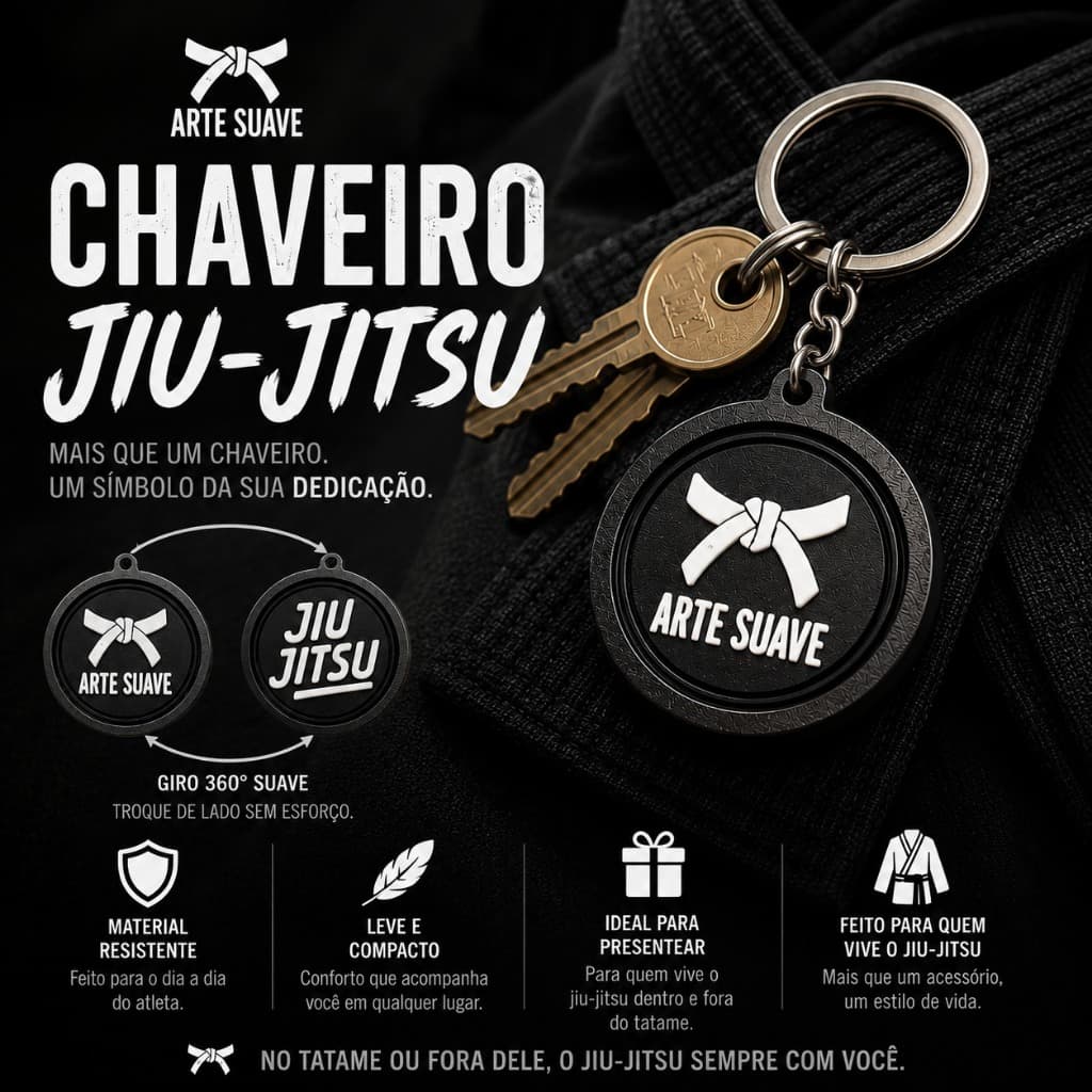 Chaveiro Jiu Jitsu Arte Suave Gadget Giratório