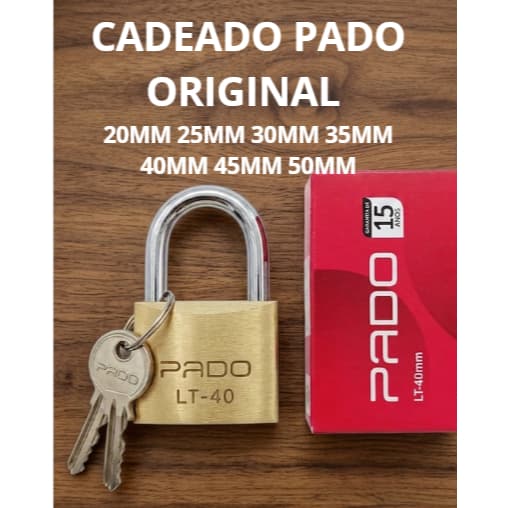 Cadeado Pado Original latão c/2 chaves para armarios, portões tamanhos 20 25 30 35 40 45 50mm