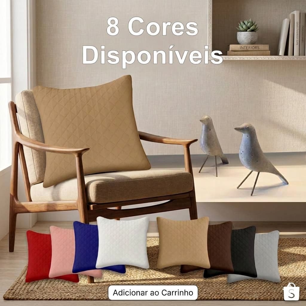 Capa De Almofada 40x40 Matelassê Dupla Face Premium Com Zíper