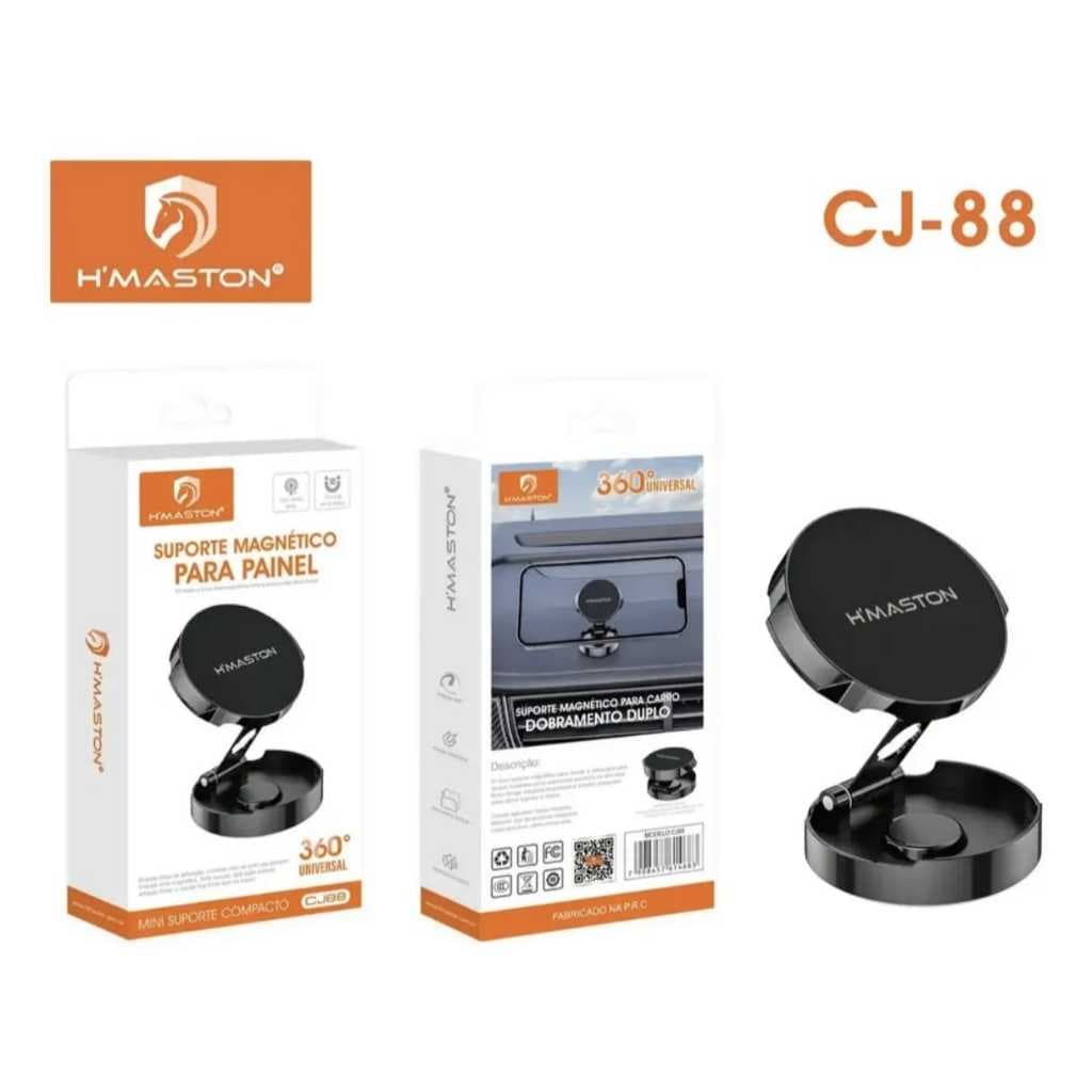 Suporte Celular Magnético Veicular 360 Graus H'maston CJ88 Dobrável Metal Painel do Carro  Universal