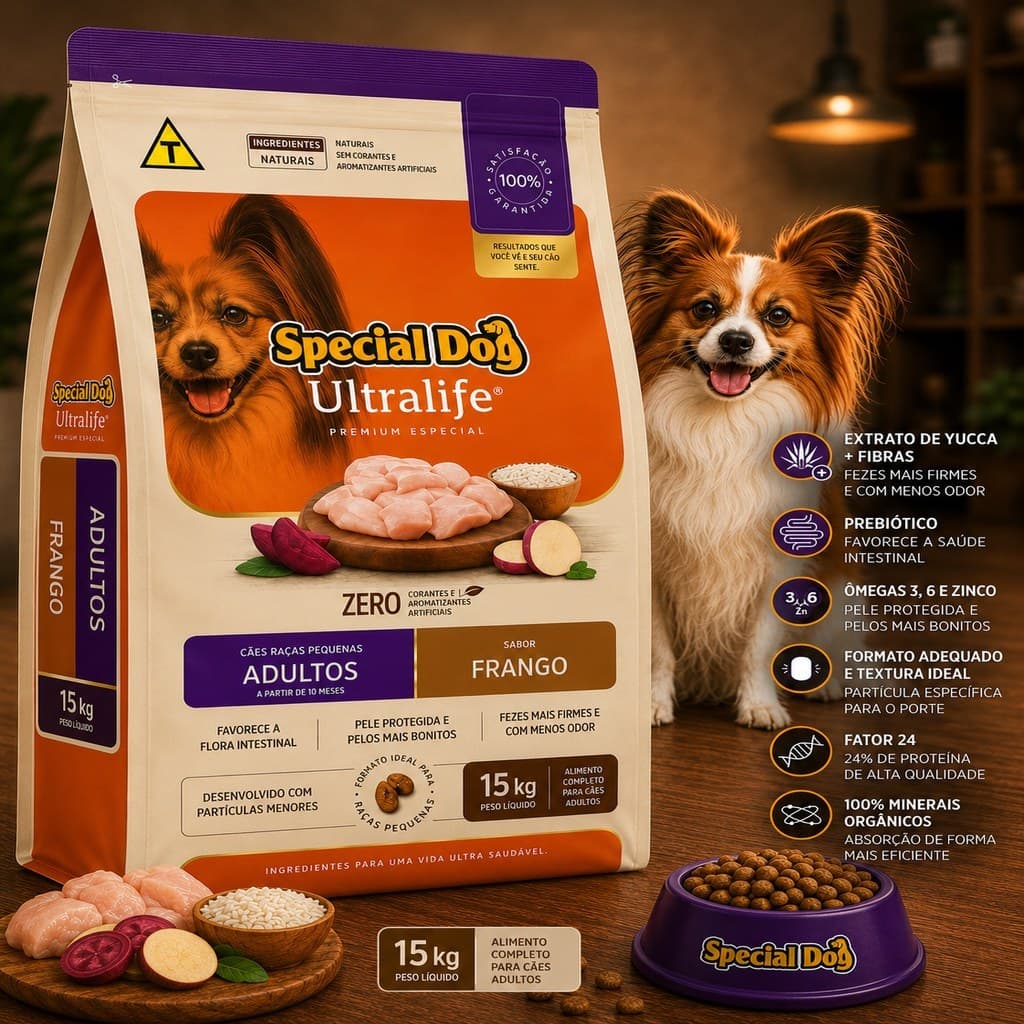 Ração Para Cachorro 15kg Special Dog Ultralife Adulto Raças Pequenas Frango