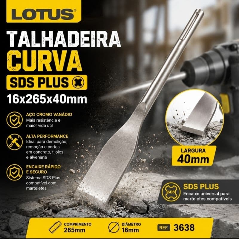 TALHADEIRA CURVADA SDS PLUS | LOTUS 3638