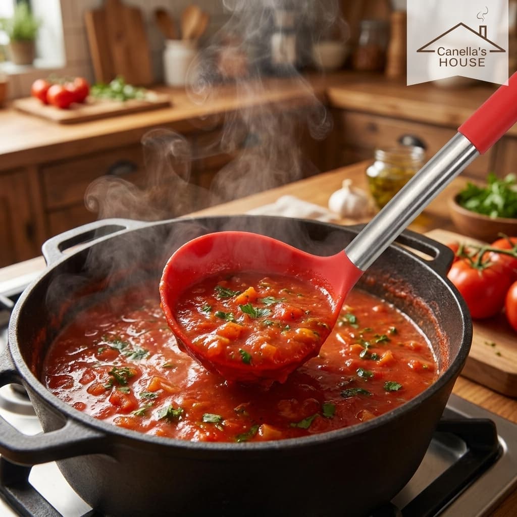 Concha Silicone Cabo Inox 30cm Utensílio Cozinha Sopa Molho Antiaderente Resistente Não Risca