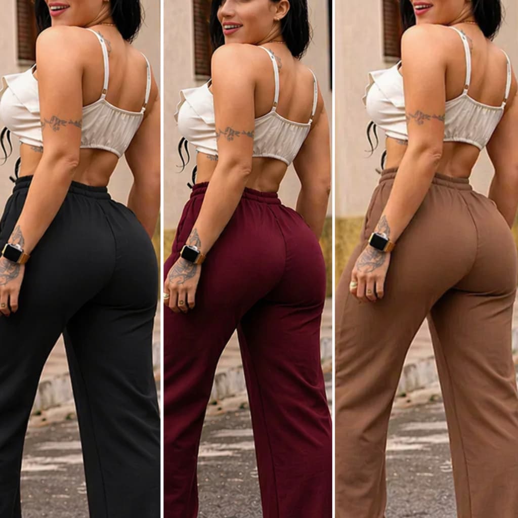 Calça Pantalona LINHA PREMIUM Feminina Cintura Alta Com Bolso ENVIO IMEDIATO