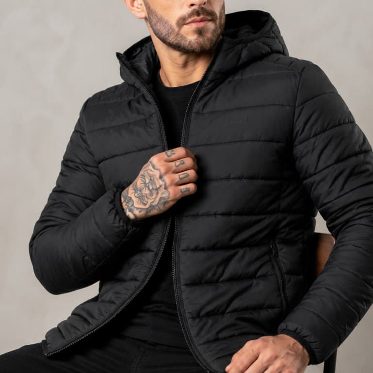 Jaqueta Puffer Bobojaco Feminino Masculino Gominho Blusa de Frio Resistente Capuz Removível Acolchoada
