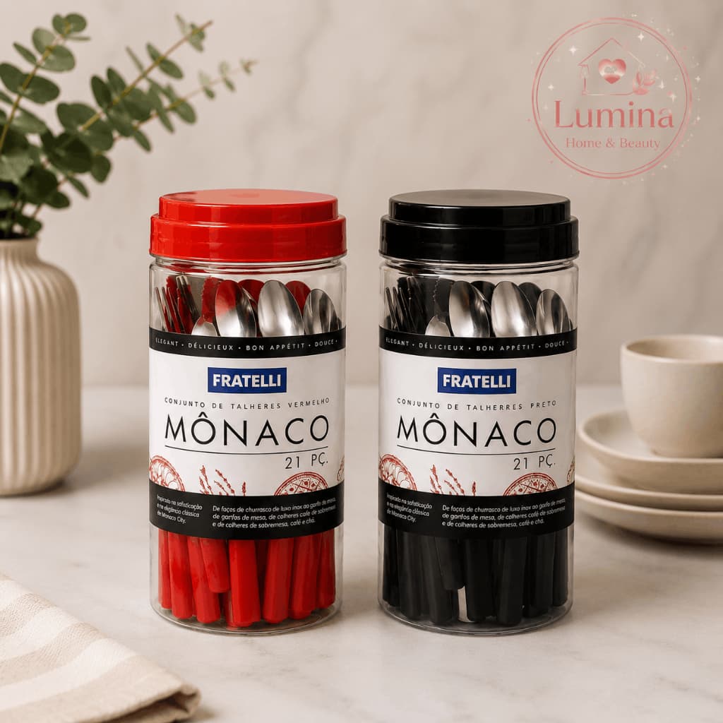 Kit Conjunto de Talheres Mônaco 21 Peças – Vermelho