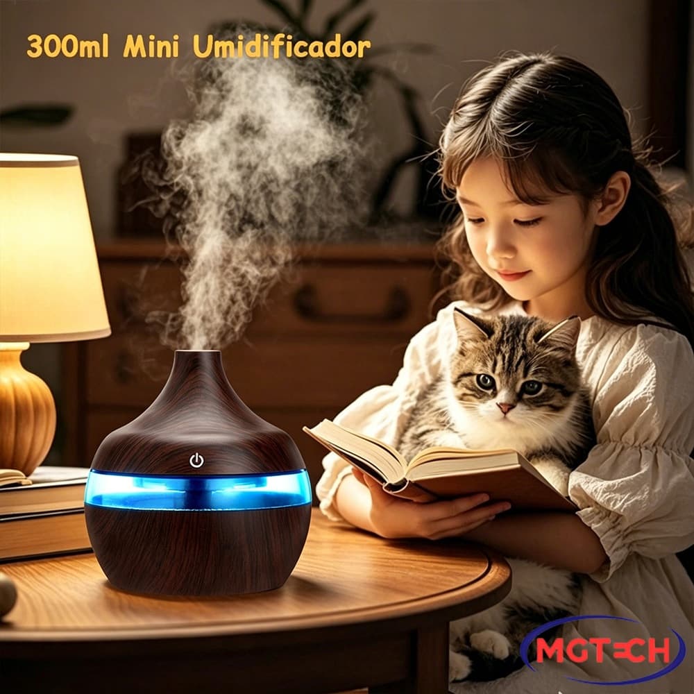 Umidificador De Ar E Refil Filtro Aromatizador De Ambiente Difusor Eelétrico Mini 300ml Purificador