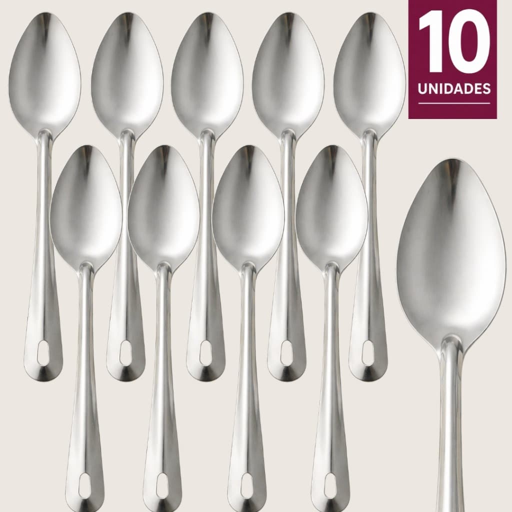 Colher Arroz Inox 25cm Colher Servir Aço Inoxidável Resistente Cozinha Gourmet 10 Unidades Premium