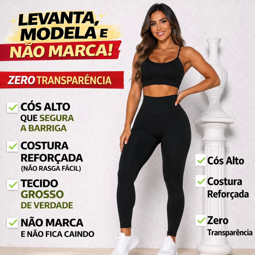 Calça Legging Cintura Alta De Academia Suplex
