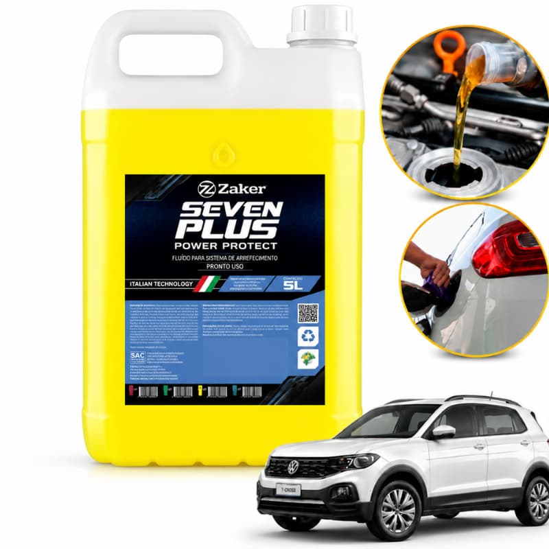 Aditivo Radiador Zaker Seven Plus Amarelo 5L Tecnologia Italiana VW Fiat Peugeot Premium