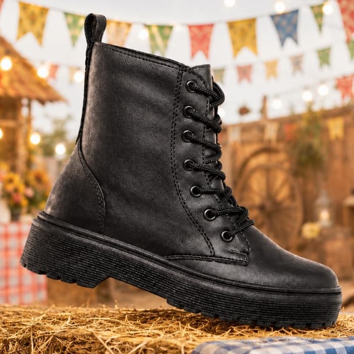 Coturno Bota Feminina Tendencia Blogueira Sola Tratorada .