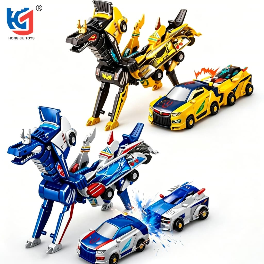 Brinquedo Carrinho Robô Dragão Transformável Colisão Magnética Automático 2 em 1 Presente Menino