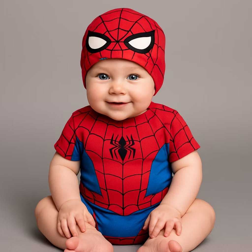 Body Bebê TEMATICO Homem Aranha  Body + Touca Fantasia Infantil Mesversario