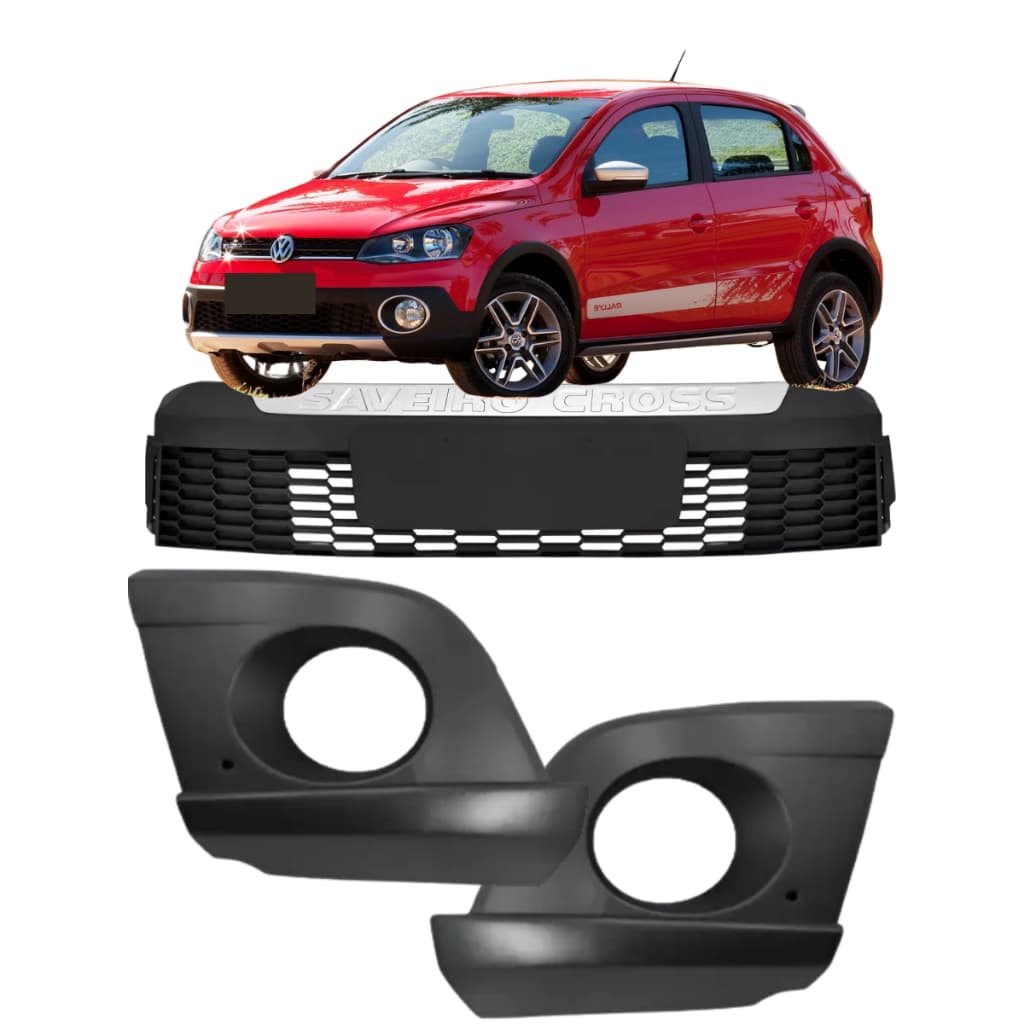 Kit 2 Grade Moldura Milha +1 Central Gol Rallye G5 2010 2011 2012