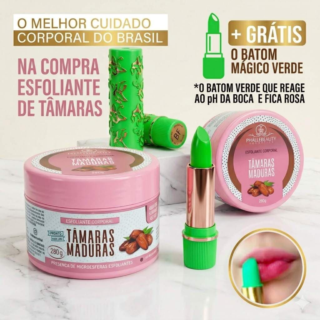 Esfoliante Melancia Tamaras Phallebeauty Corporal Rosto Clareia Pele + Batom Magico Verde Que Fica Rosa