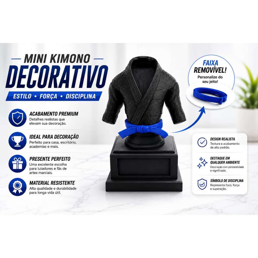 Kimono Jiu Jitsu com faixa removível Decorativo BJJ