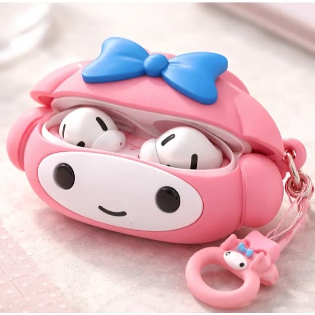 FONE SEM FIO MY MELODY AIRPODS BLUETOOTH 5.3 PRO ROSA COM CASE COMPLETO
