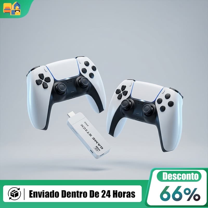 NOVO Vídeo Game Stick M15 Pro 4k 64gb Hdmi Com 2 Controles Se Fio +20mil Jogos Moby
