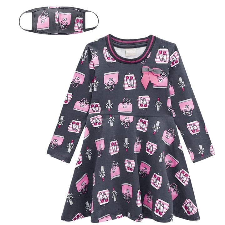 Vestido feminino Infantil Com Mascara Estiloso e Confortável!