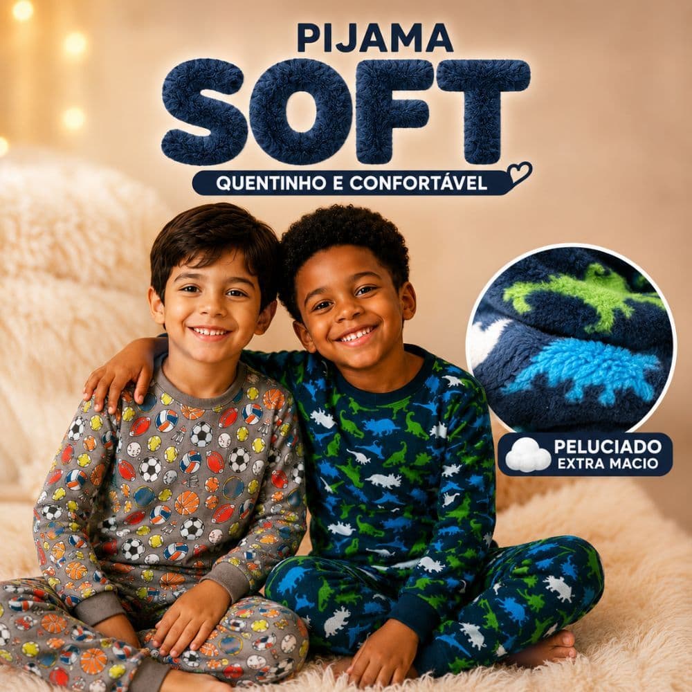 Pijama Infantil Menino Fleece Quentinho Inverno Tamanho 1 ao 8 - Sortido