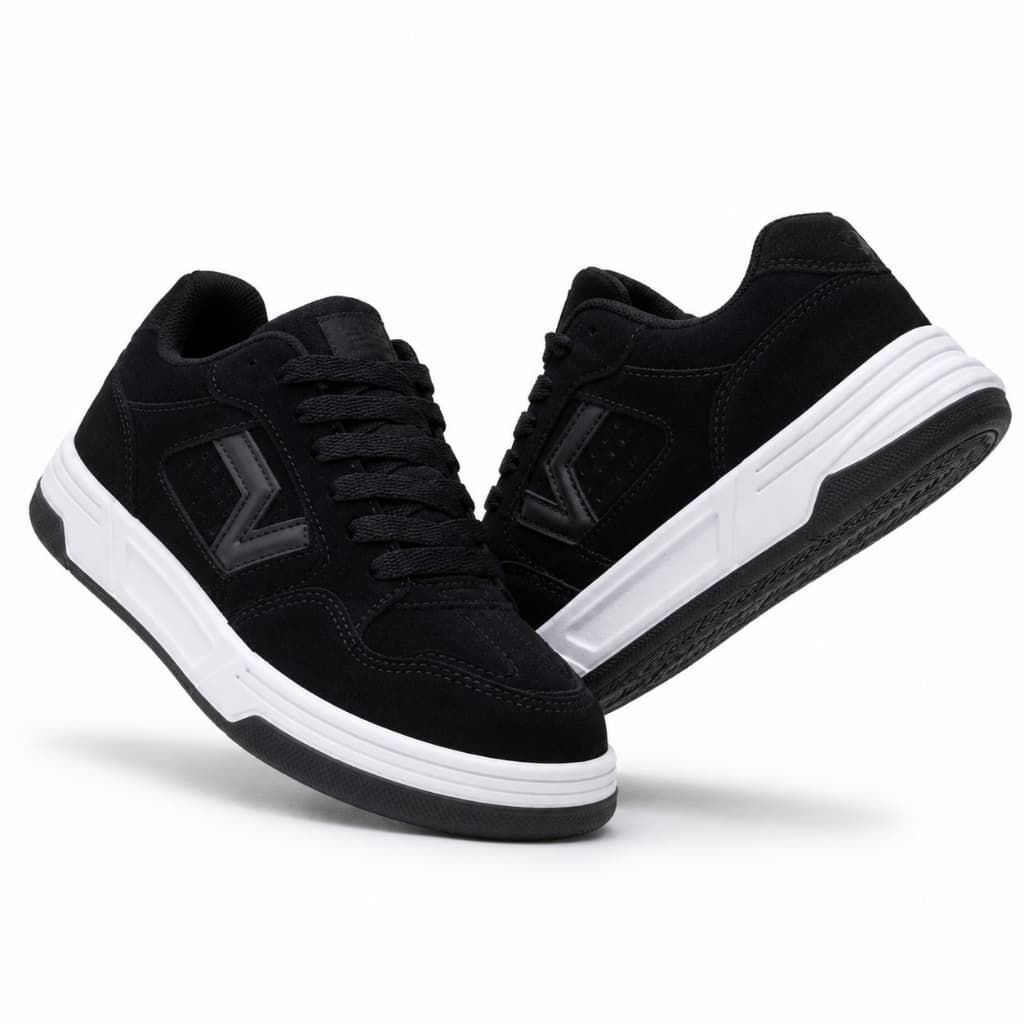 Tênis Masculino Feminino Casual Macio Preto Branco Bege Estilo Skate Conforto Dia a Dia Oferta