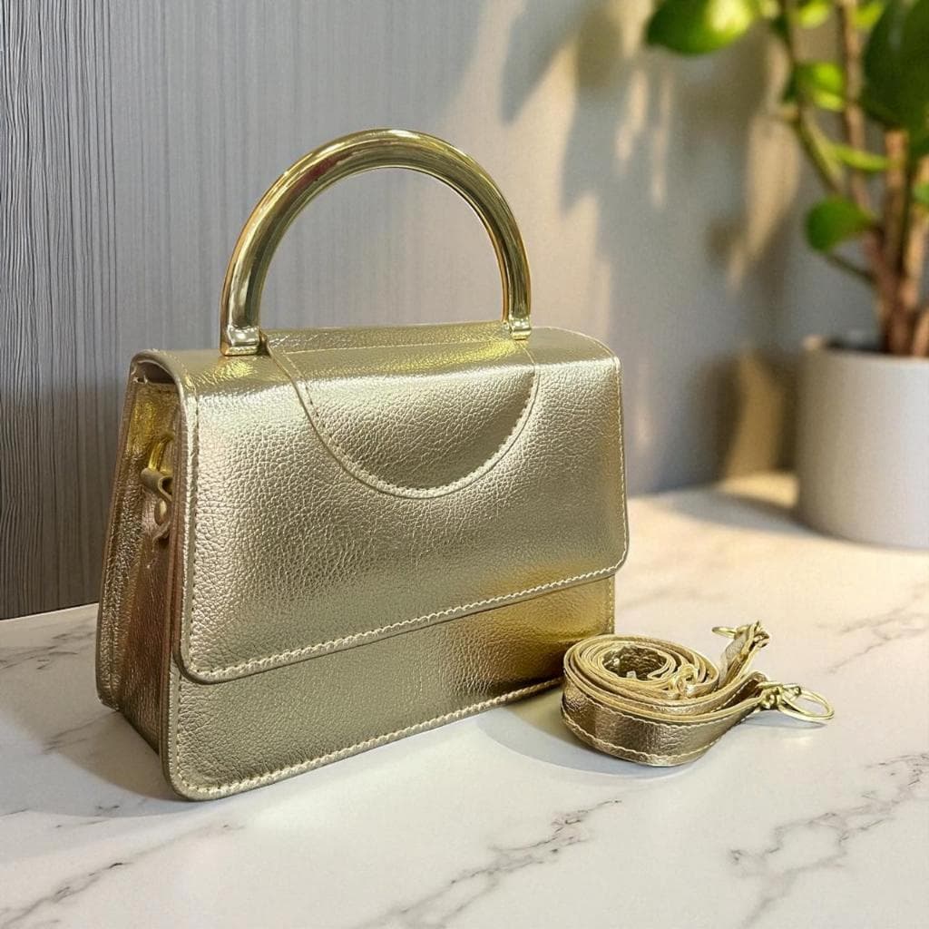 Bolsa Virgínia Alça de Mão em Metal e Alça Transversal Pronta Entrega Look Festa