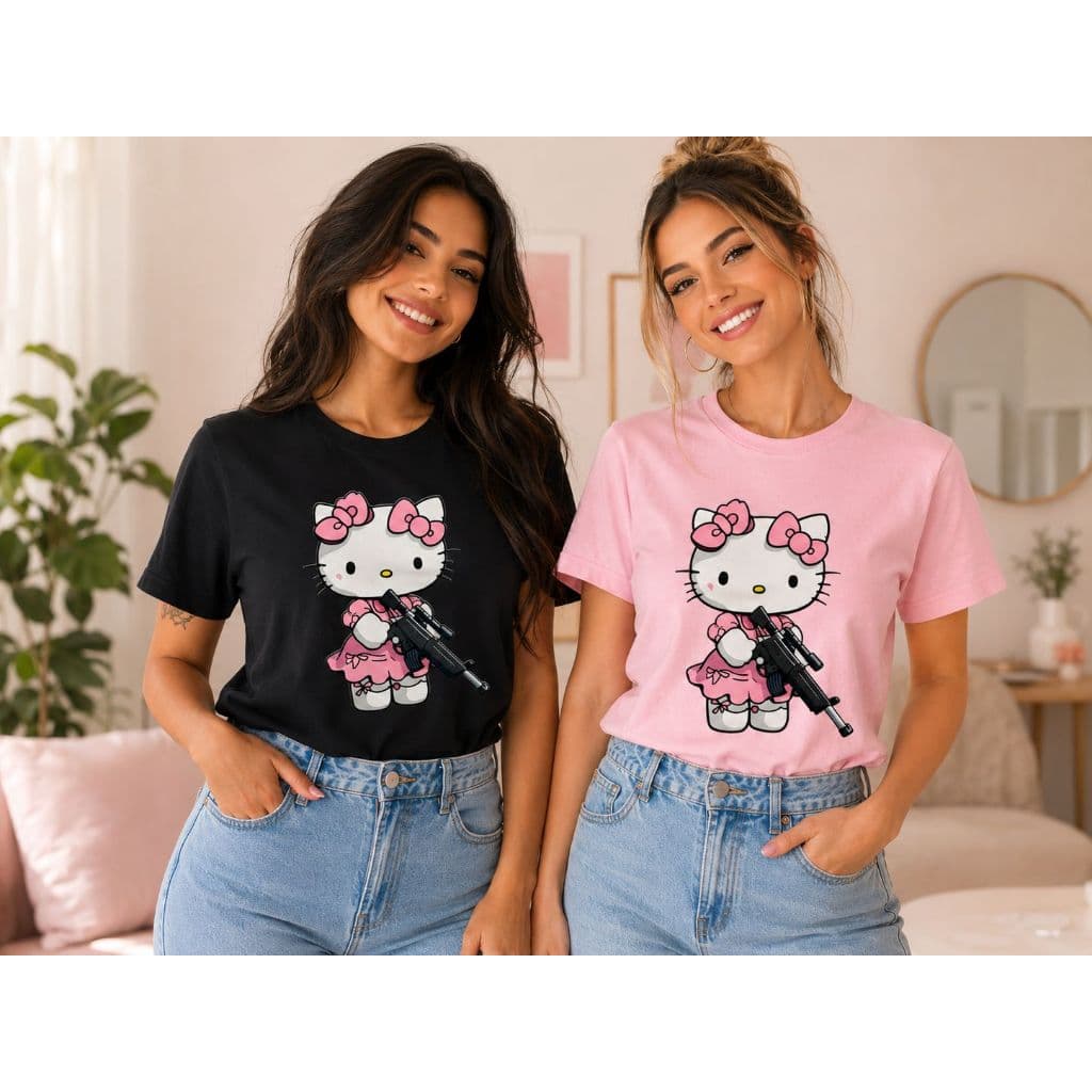 Camiseta Hello Kity Tendência Feminina Blusa 100% Algodão Envio Rápido