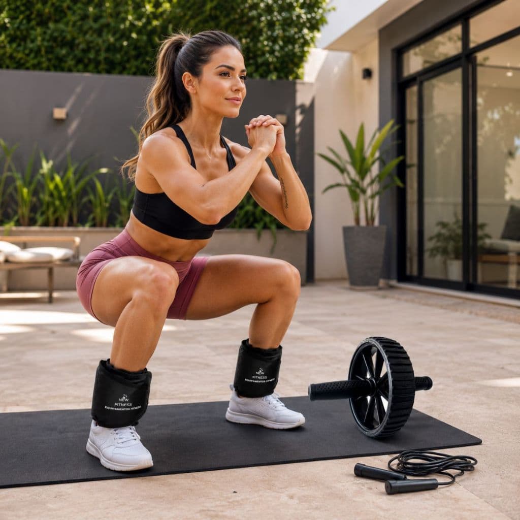 Caneleira de Peso 2Kg Roda Abdominal Lombar Corda de Pular Exercicio Treino Funcional Treine em Casa Envio Rápido