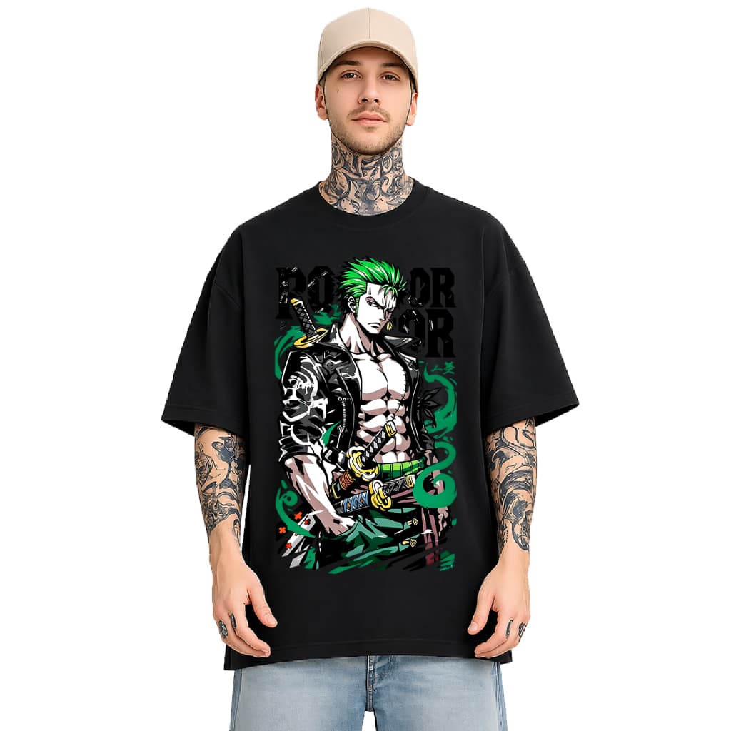 Camiseta Oversized 642 - Unissex Anime Espadachim Geek Estampa Premium Manga Curta