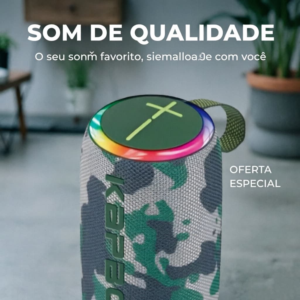 Caixa de Som Bluetooth Impermeável IPX6, 100W com Bateria Longa Duração, Luzes RGB, TWS e Entrada para Cartão TF