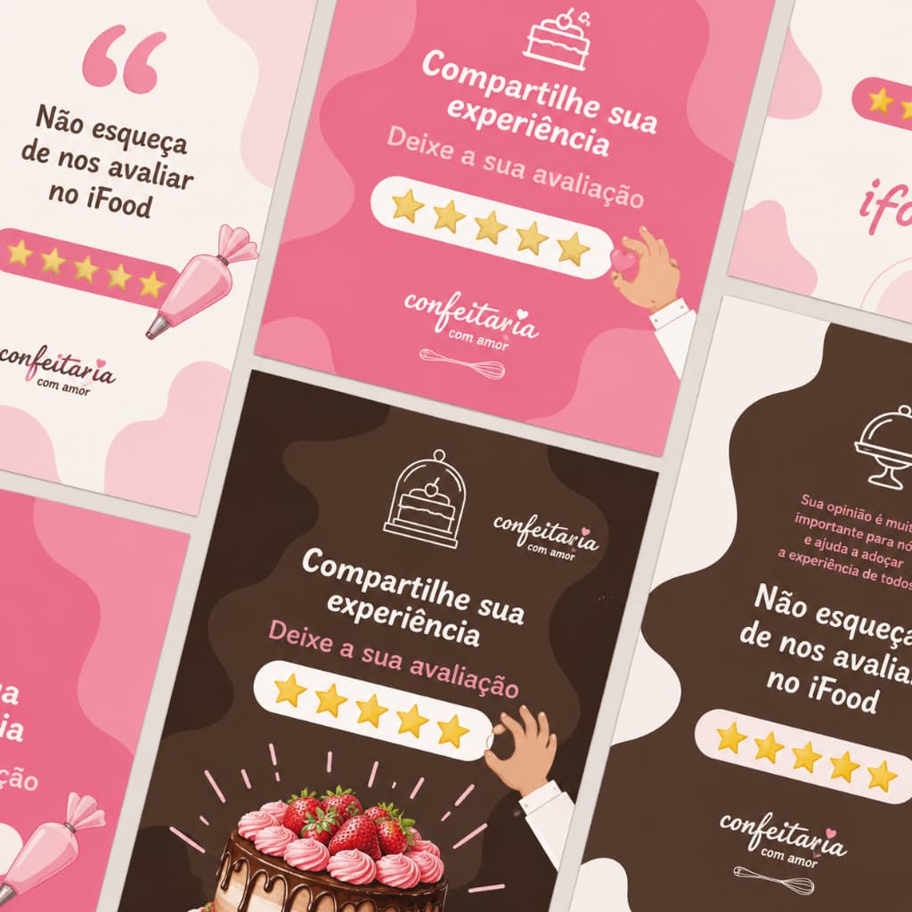 Cartão de agradecimento cliente- Para Confeitaria - IFOOD - Folha 90g