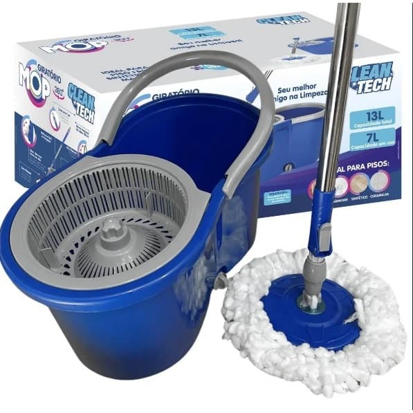 Mop Esfregão Balde Giratório 13l Centrifuga Mágico Original