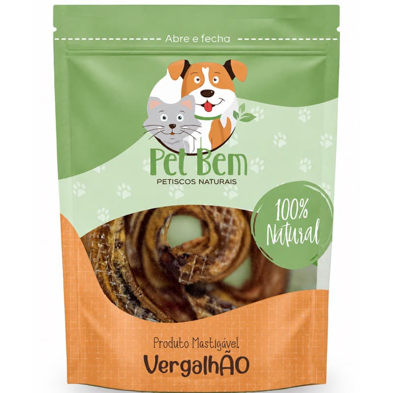 Petisco Natural Vergalhão Bovino Para Cães Mordedor Resistente Mastigável Mordida Forte 100% Natural