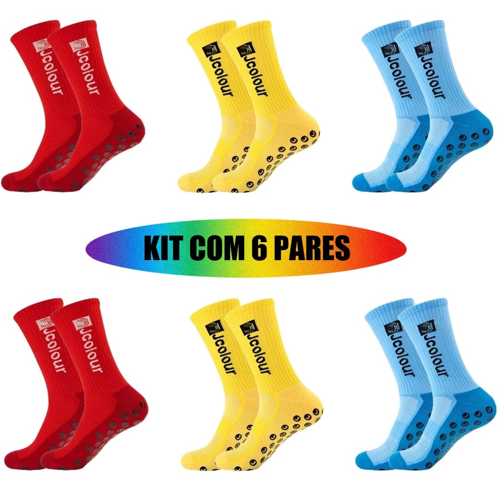 Kit 6 pares Meias Esportivas Futebol Basquete Antiderrapantes De Alta Qualidade ar livre Jcolour