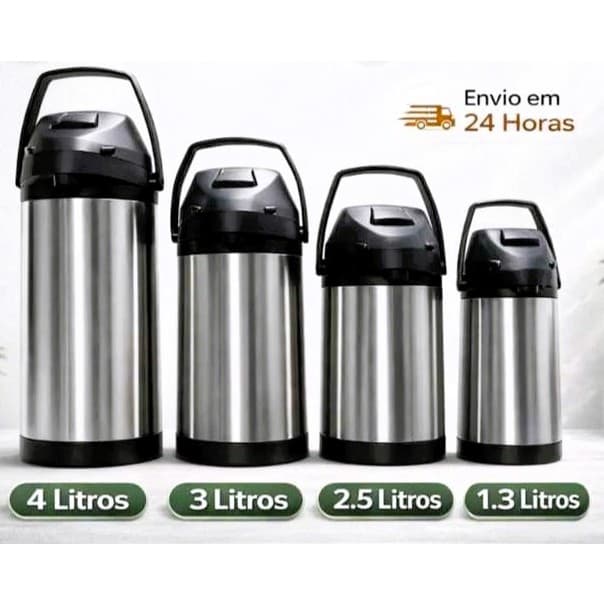 Garrafa Térmica 1.3L 2.5L 3L 4L Quente E Frio Aço Inox