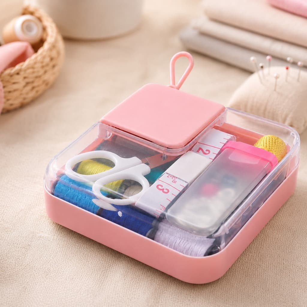 Kit Costura Portátil Completo Reparo Roupas Viagem Casa Agulhas Linhas Tesoura Fita Métrica Ajustes