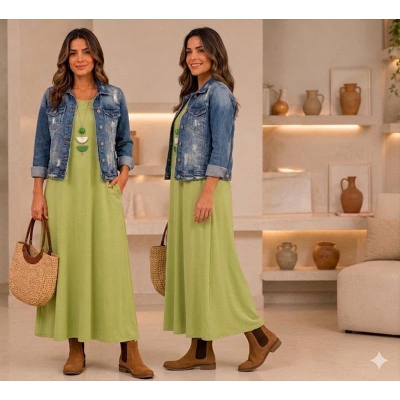 Vestido Longuete Feminino Soltinho Casual Malha Leve Confortável com Bolsos 506