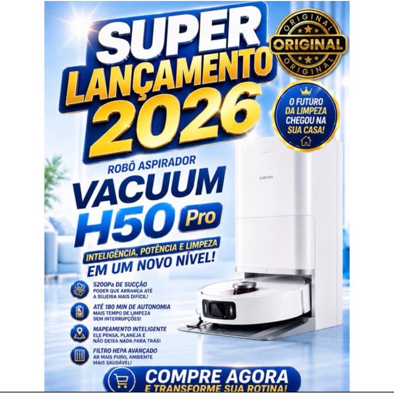 Robô Aspirador Vacuum H50 PRO Mop Giratório Lavagem automática /Estação autolimpante + Poder de Sucção d...