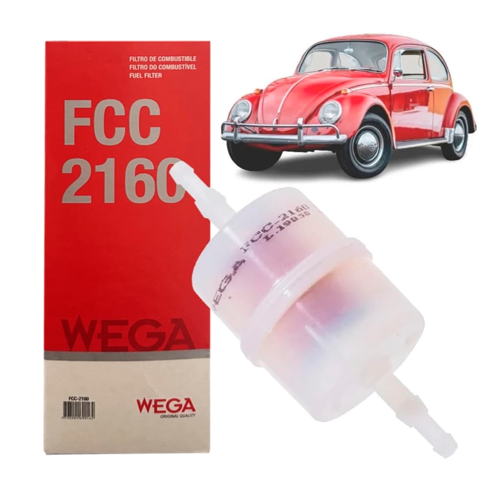 Filtro de combustível Wega para Volkswagen Fusca 1.2 1.3 1.5 1.6 1950 até 1996 - Cod. FCC2160
